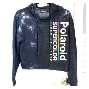 ⚡️SALE⚡️Gray Tie Dye Polaroid Crop Hoodie (Small)